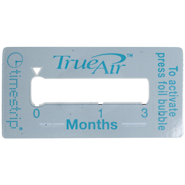 A white label with blue text reading "TrueAir" on a blue background.