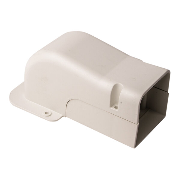 A white plastic DiversiTech wall penetration cover with a hole.