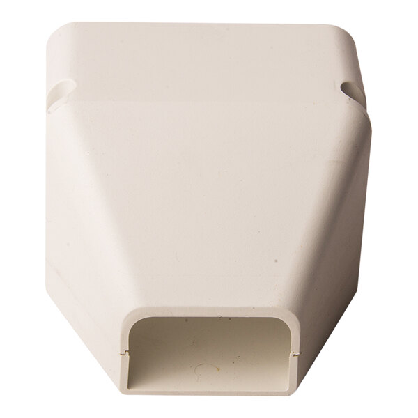 A white plastic DiversiTech natural duct end with a curved edge.