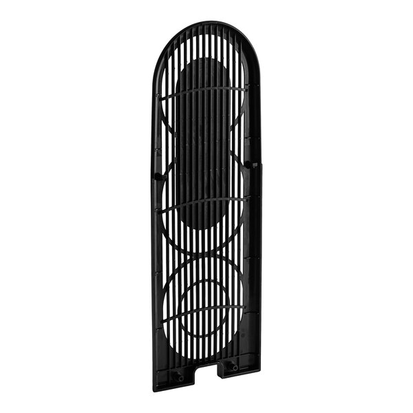 A black plastic Narvon rear panel with a circular design and holes.