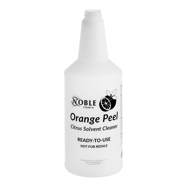 A white Noble Chemical 32 oz. bottle with a black label for orange peel cleaner.