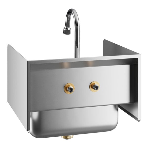 A stainless steel Regency wall-mounted hand sink with a T&S faucet.