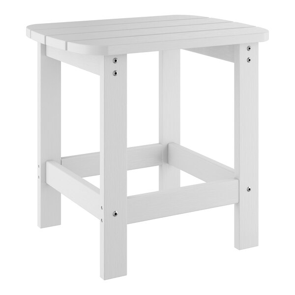 A Lancaster Table & Seating white side table with a wooden top.