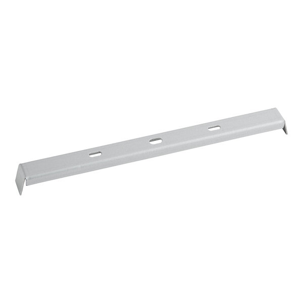 A white metal bar with holes on both ends.