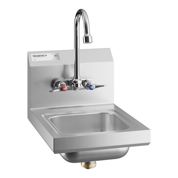 A stainless steel Regency wall-mounted hand sink with T&S faucet and lever handles.