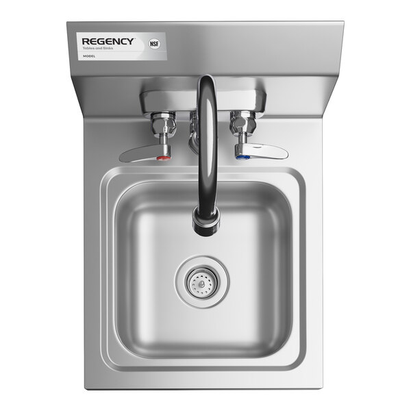 Regency 9" x 9" Wall-Mounted Hand Sink and T&S Faucet with 4 3/8" Gooseneck Spout and 1.2 GPM Aerator