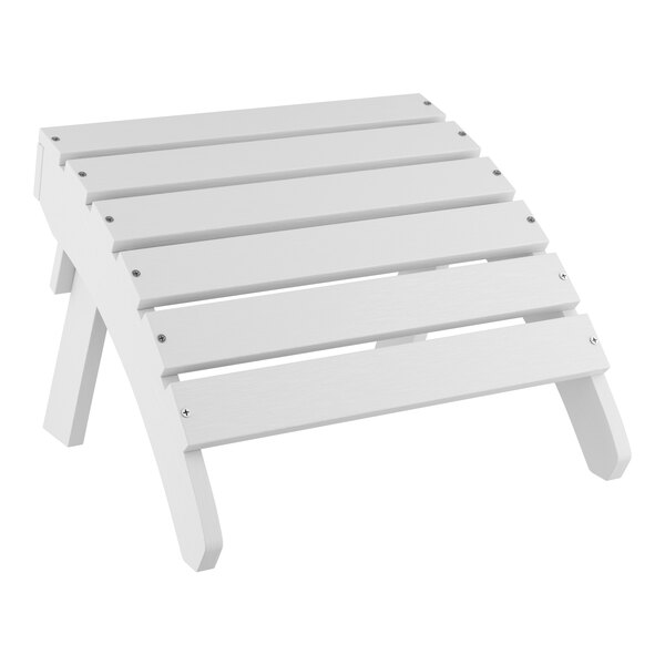 A white high impact polystyrene Adirondack footrest.