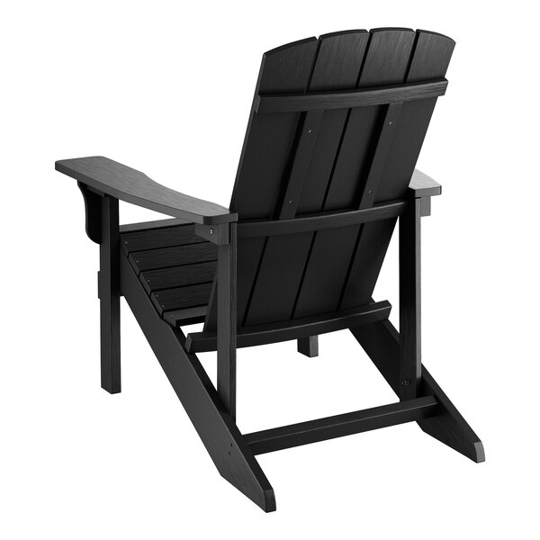A black Lancaster Table & Seating modern Adirondack chair with armrests.