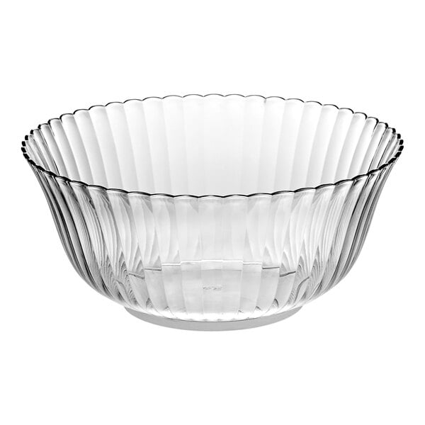 A clear plastic bowl with a rippled design.