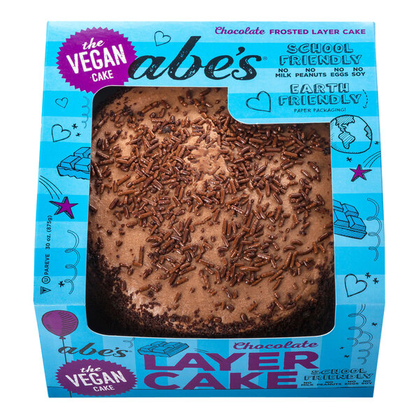 Abe's Vegan Chocolate-Frosted Layer Cake in a box.