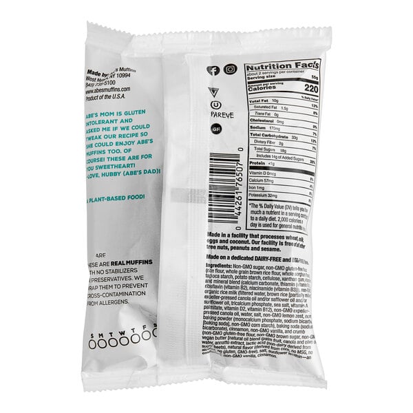 A white package of Abe's One Big Muffin Coffee Cake Muffins with blue and black text.