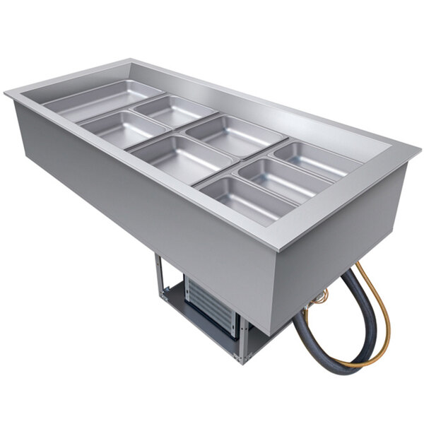 A Hatco drop-in refrigerated cold food well with four slanted compartments.