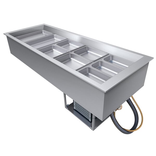 A Hatco drop-in refrigerated cold food well with five compartments on a counter.