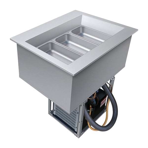 A stainless steel Hatco drop-in refrigerated cold food well with one pan.