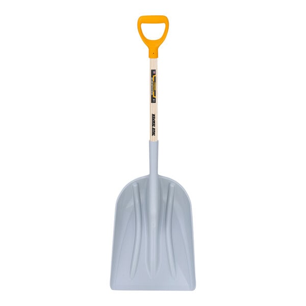 A True Temper snow shovel with a yellow handle.