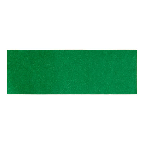 A green rectangular object with white text on a white background.