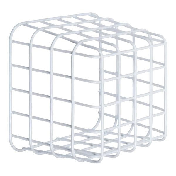 A white wire mesh cube that fits over a Stopper Station.