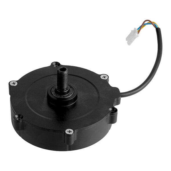 A black brush motor with a central shaft and attached wiring, designed for use with the Lavex 274AFS1BATKIT.