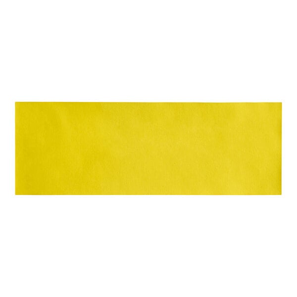 A yellow rectangular paper band with black lines on a white background.