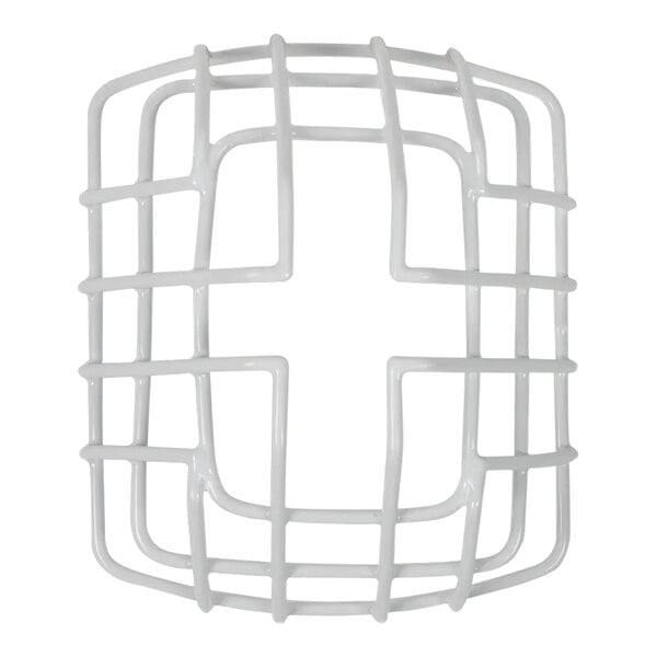 A white wire mesh guard for a Safety Technology International horn/strobe/speaker.
