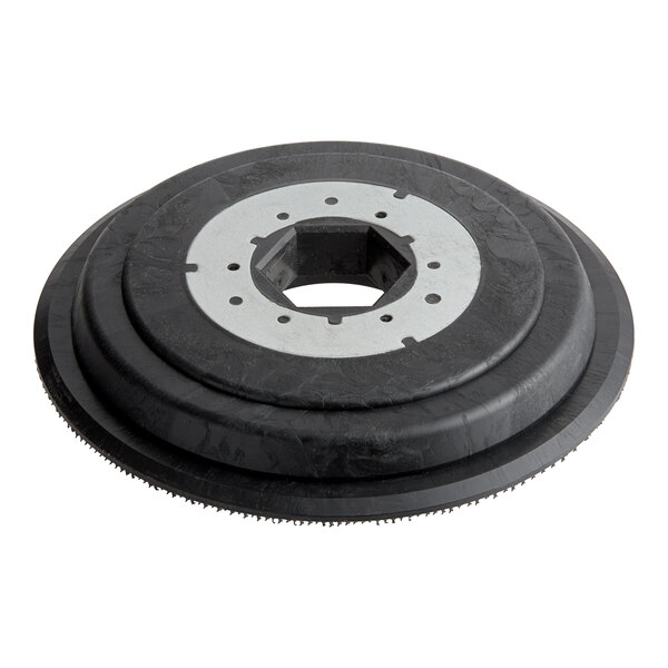 A round pad driver attachment designed for use with floor cleaning machines.