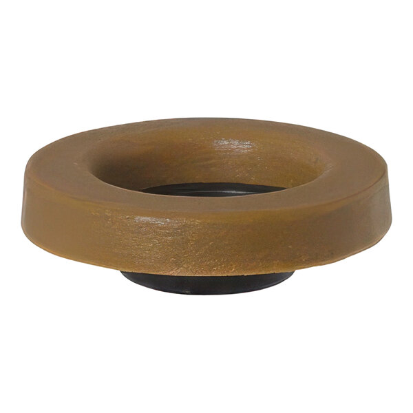 A brown circular wax gasket with a black poly flange.