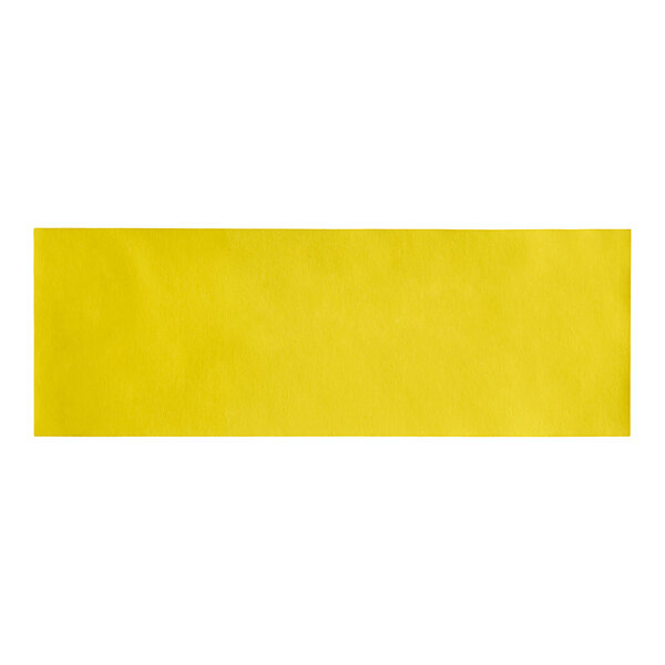 A yellow rectangular paper band with black lines on a white background.