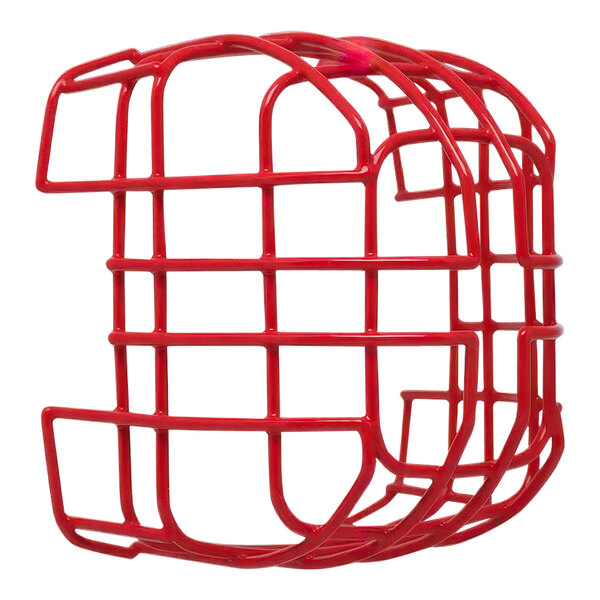 A red wire cage for a Safety Technology International horn/strobe/speaker on a white background.