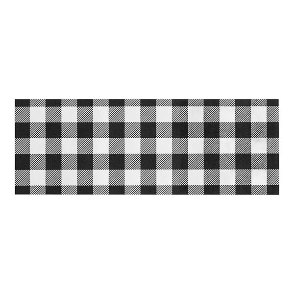 A black and white gingham self-adhering paper napkin band.