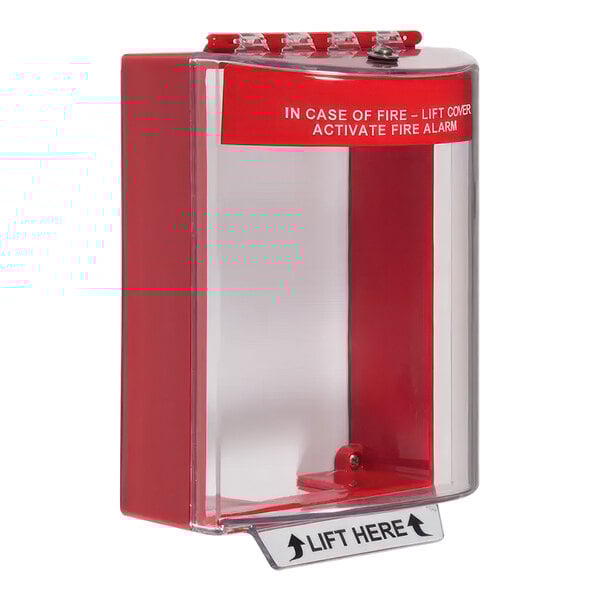 Safety Technology International Universal Stopper Indoor / Outdoor Surface-Mount Fire Pull Station Cover with Horn STI-13220FR