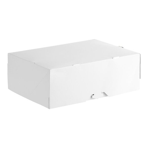 A Baker's Lane white cake box with a lid.