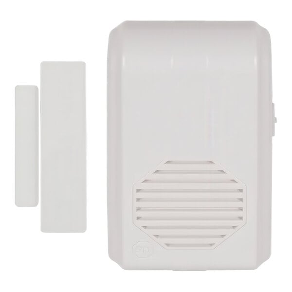 A white rectangular wireless entry alert chime receiver with a black border.