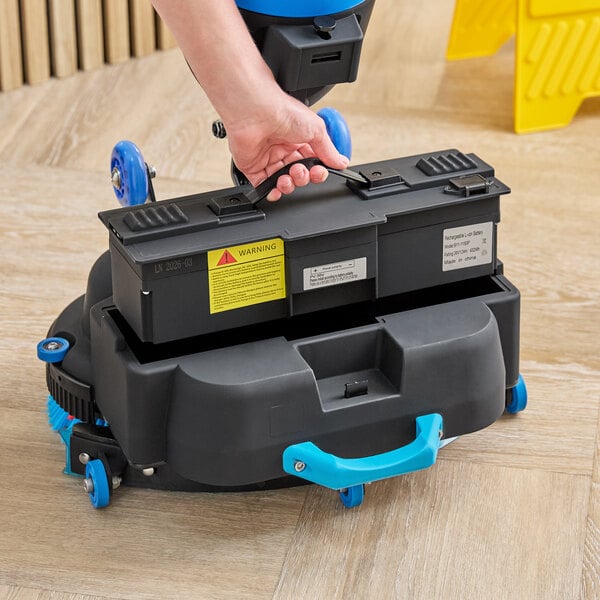 Lavex 17" Lithium-Ion Cordless Walk-Behind Dual-Disc Floor Scrubber with Scrub Brushes - 1.72 Gallon