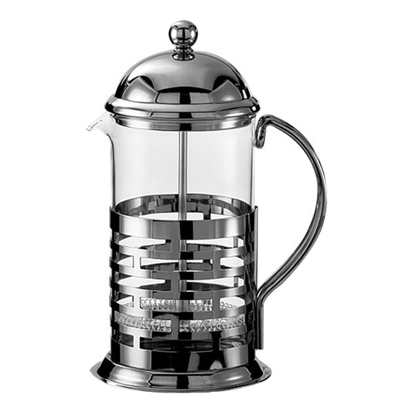 Service Ideas Brick Press 11.8 oz. Chrome Stainless Steel and Glass French Press T277B