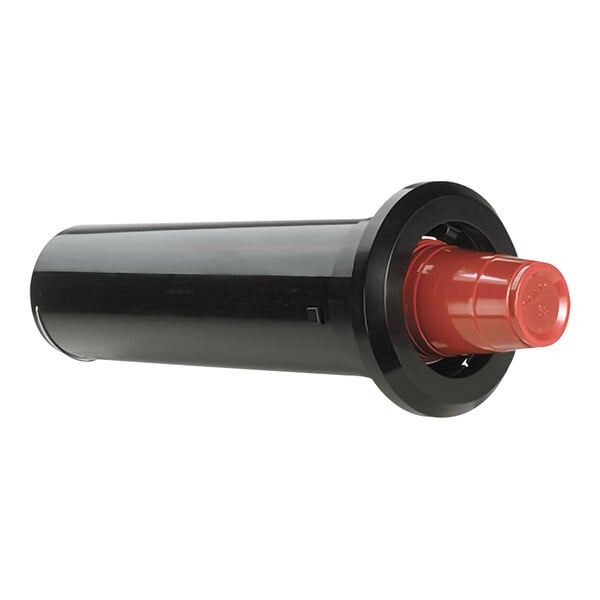 A black cylinder with red adjustable clips.