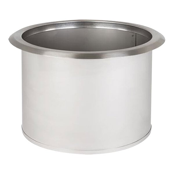 A silver stainless steel drop-in trash chute by Dispense-Rite.
