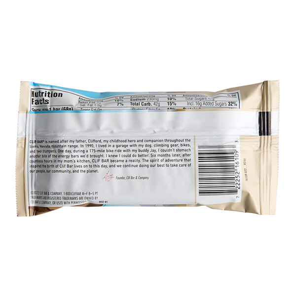 A package of 12 Clif Bar White Chocolate Macadamia Nut energy bars.