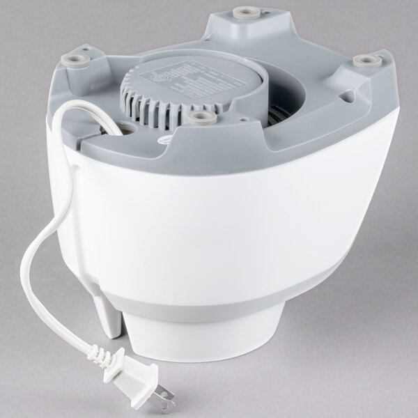 A white and grey Proctor Silex 10 speed blender with a cord.