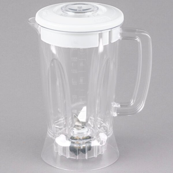 A Proctor Silex blender with a white lid.