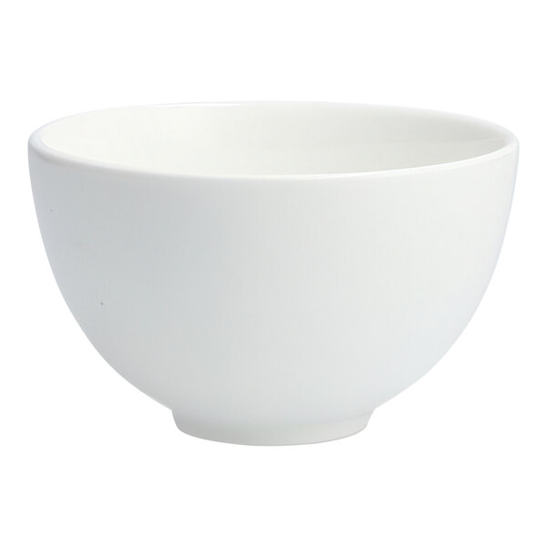 A Fortessa white China bouillon cup with a white rim.