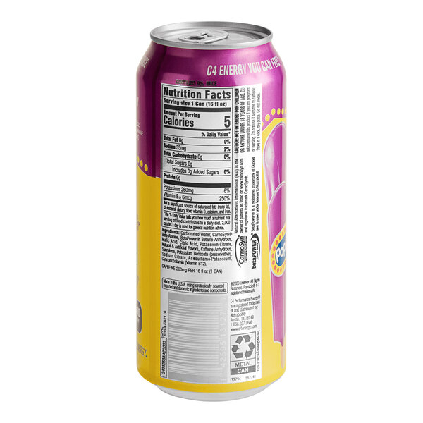 A C4 Energy Grape Popsicle 16 fl. oz. can with a label.