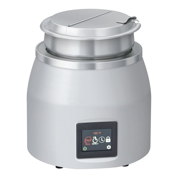A Hatco countertop dry soup well with a clear lid.