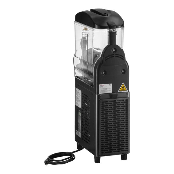 A single 3-gallon pourover granita, slushy, or frozen beverage machine with a black base and clear container.