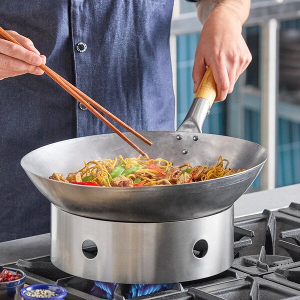 Emperor's Select 16" Carbon Steel Mandarin Wok with Wood Handle