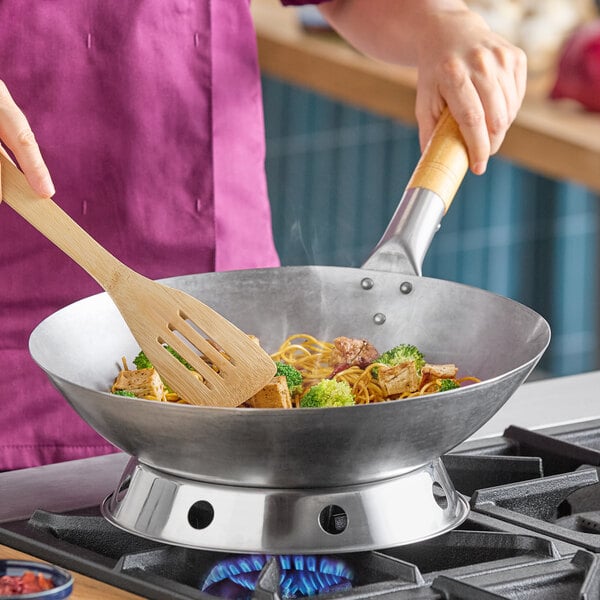 Emperor's Select 14" Carbon Steel Mandarin Wok with Wood Handle