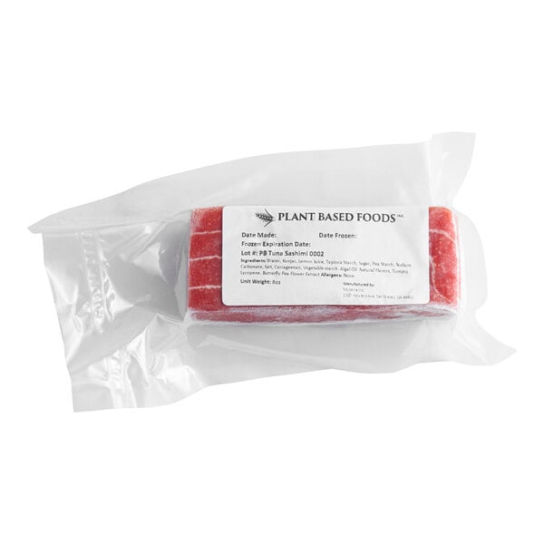 A package of Plant Based Foods Vegan Tuna Sashimi on a white background.
