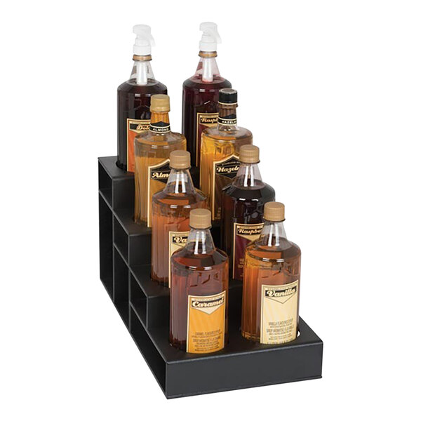 Dispense-Rite Black Polystyrene 4-Tier 8-Bottle Organizer CTBH-8BT