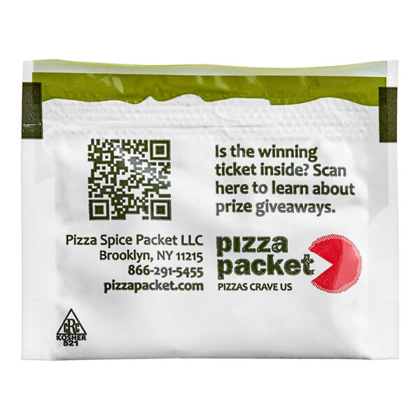 A white Pizza Packet oregano packet.