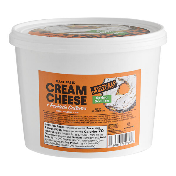 Stockeld Dreamery Spring Scallion Plant-Based Cream Cheese Bucket 3.5 lb. - 2/Case