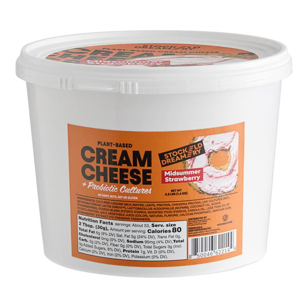 Stockeld Dreamery Midsummer Strawberry Plant-Based Cream Cheese Bucket 3.5 lb. - 2/Case